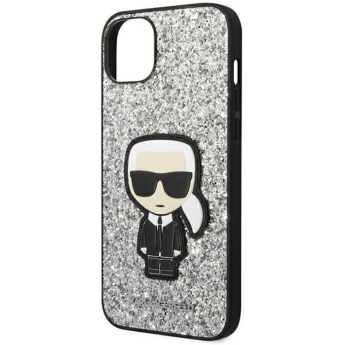 KARL LAGERFELD - Karl Lagerfeld iPhone 14 Skal Glitter Flakes Ikonik - Silver