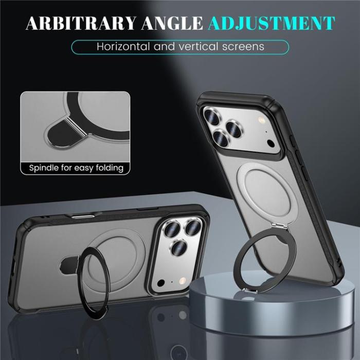 A-One Brand - iPhone 17 Pro Max Mobilskal MagSafe Rotating Kickstand - Matt Svart