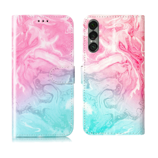 A-One Brand - Sony Xperia 1 VII Plånboksfodral Marble Painted - Rosa Grön