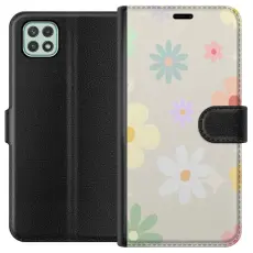 Gustaf - Pl&aring;nboksfodral till Samsung Galaxy A22 5G med fejdande blommor