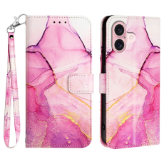A-One Brand - iPhone 16 Plus Plånboksfodral Marble Pattern med Rem LS001