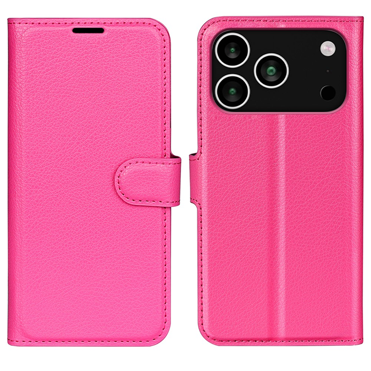 AMORUS iPhone 17 Pro Plånboksfodral Flipstativ Litchi - Rose | 2353 | AlltMobil