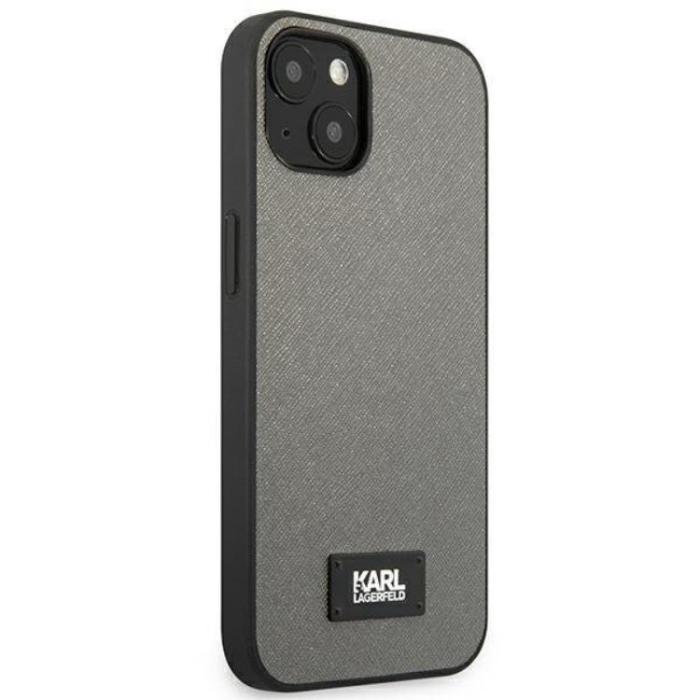 KARL LAGERFELD - Karl Lagerfeld iPhone 13 mini Skal Saffiano Plaque - Silver