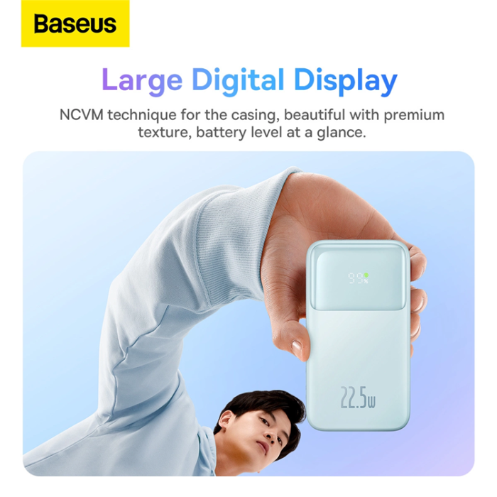 BASEUS - Baseus Powerbank med display 20000mAh 22.5W Comet Series - Blå