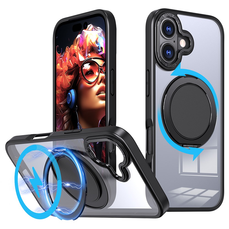 iPhone 17 Mobilskal MagSafe TPU+PC Kickstand - Svart | 2353 | AlltMobil