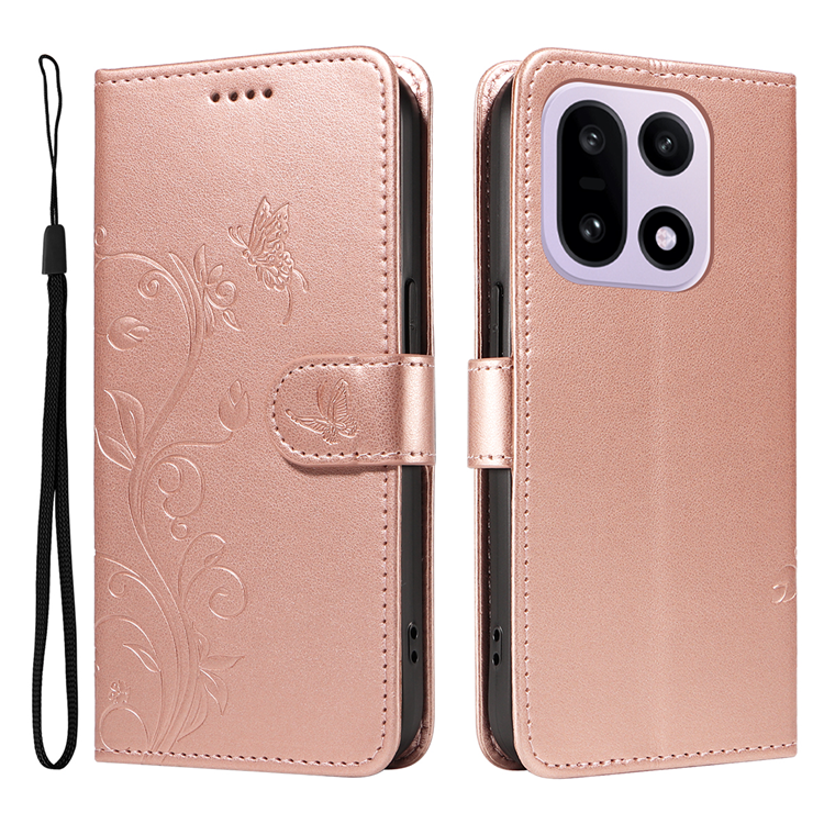 OnePlus 15 Plånboksfodral Flower Pattern Konstläder (Roséguld) | 2353 | AlltMobil