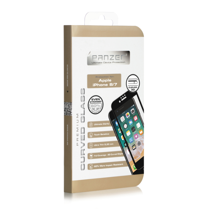UTGATT1 - Panzer - Curved Silicate GlassiPhone 8/7 - Svart