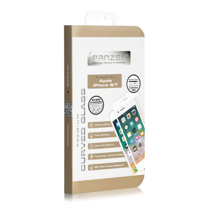 UTGATT1 - Panzer - Curved Silicate Glass iPhone 8/7 - Vit