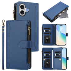 A-One Brand - iPhone 17 Plånboksfodral Zipper Med Rem - Blå