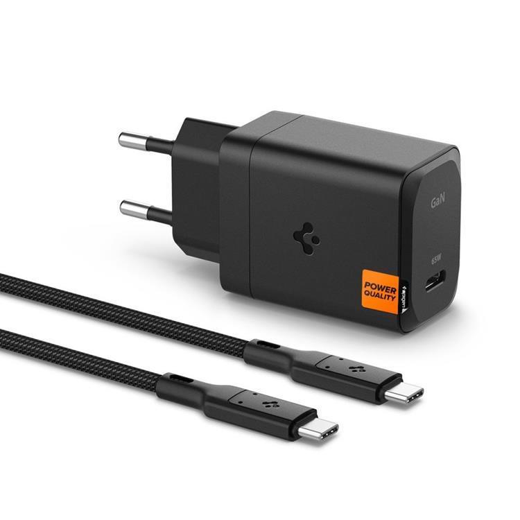 Spigen GAN-651 1-Port Snabbladdare 65W + Typ-C Kabel | 505295 | AlltMobil