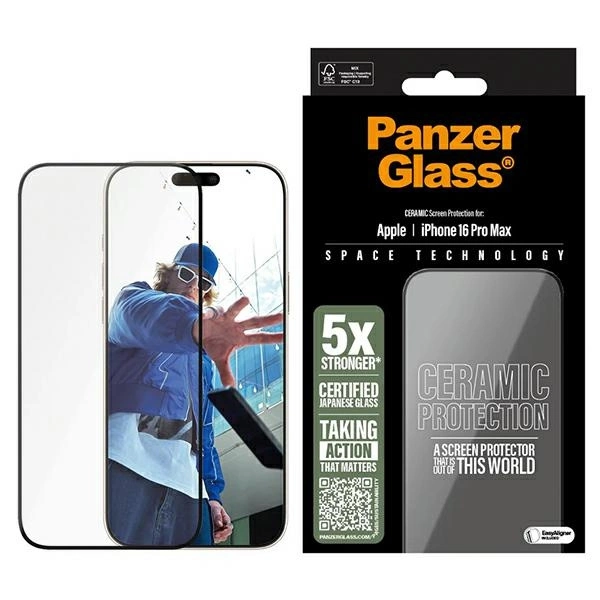 PanzerGlass iPhone 16 Pro Max Plastfilm Skärmskydd Ceramic Ultra-Wide | 5468 | AlltMobil