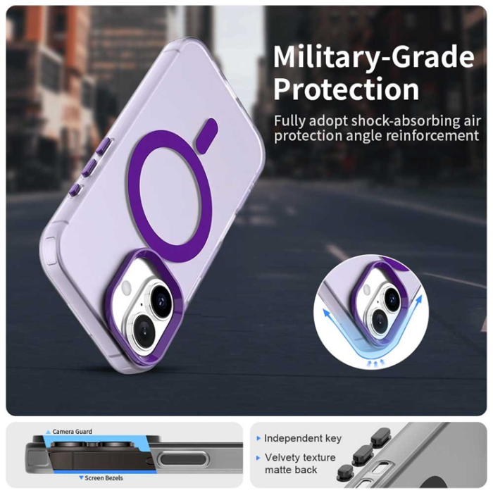 A-One Brand - iPhone 17 Mobilskal MagSafe Anti Drop Hybrid - Lila