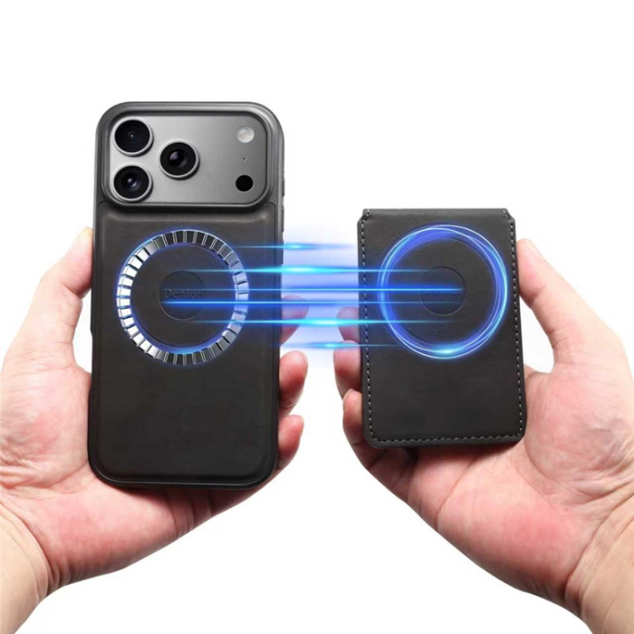 DENIOR - DENIOR D17 iPhone 17 Pro Max Mobilskal MagSafe Kortpåse - Svart