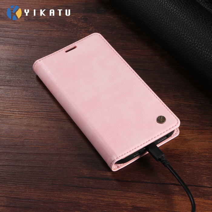 YIKATU - YIKATU Galaxy S26 Ultra Plånboksfodral Litchi Läder - Rosa