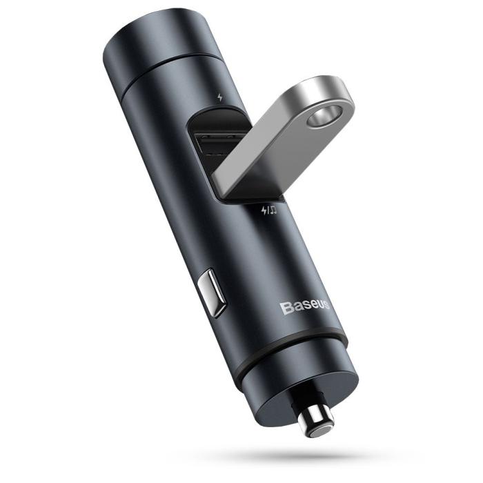 UTGATT5 - BASEUS Energy Kolumn 2-Port Usb Billaddare + Sändare Fm Dark Gray