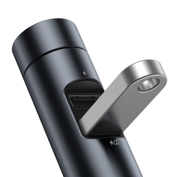 UTGATT5 - BASEUS Energy Kolumn 2-Port Usb Billaddare + Sändare Fm Dark Gray