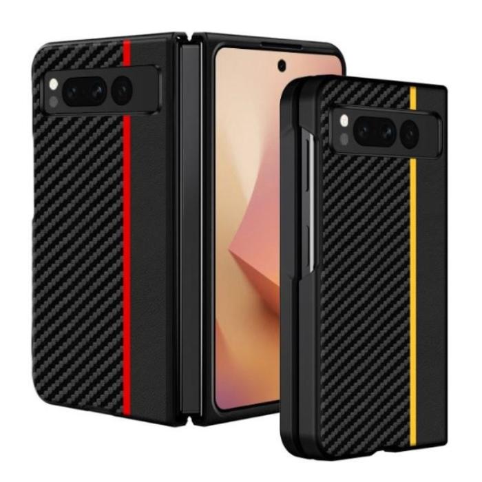 OEM - Google Pixel Fold Mobilfodral Carbon Fiber Ultra Thin - Svart/Gul