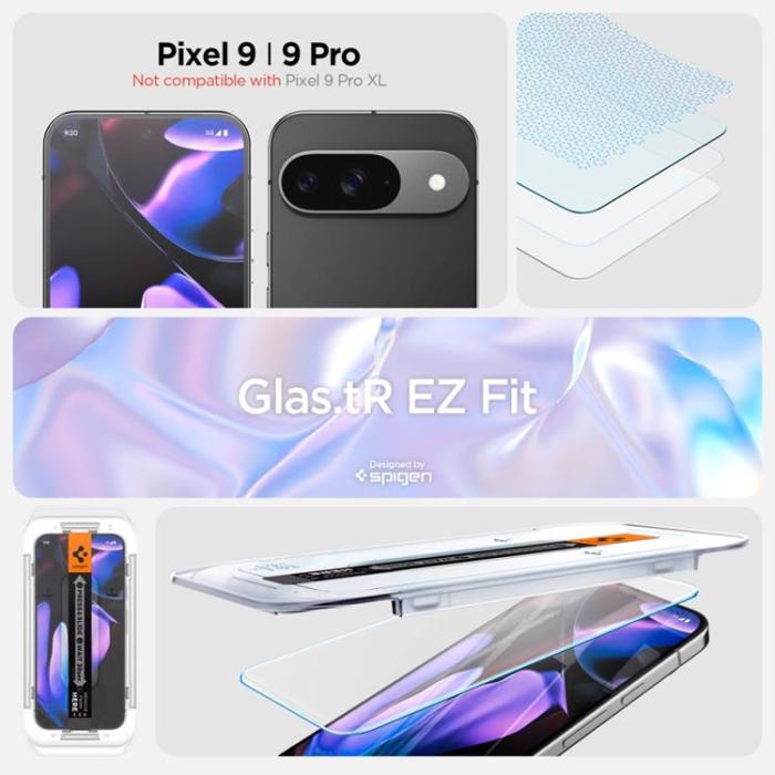Spigen - Spigen [2-Pack] Google Pixel 9/9 Pro Skärmskydd Härdat Glas EZ-FIT