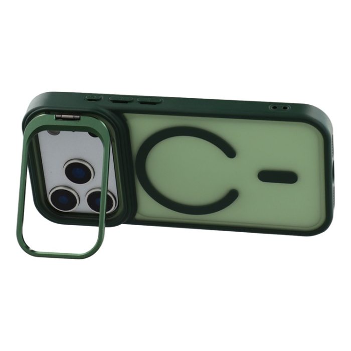 A-One Brand - iPhone 17 Pro Mobilskal MagSafe Lins Kickstand - Mörkgrön