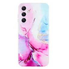 OEM - Mobilskal till Samsung Galaxy A37 Plast Marmor M&ouml;nster - Rosa + Bl&aring;