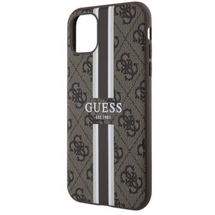 Guess - Guess iPhone 11/XR Mobilskal MagSafe Printed Stripes - Brun