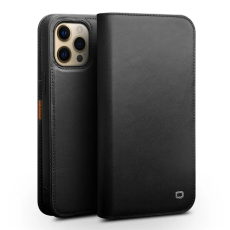 QIALINO - Qialino iPhone 13 Pro Max Plånboksfodral Äkta läder - Svart