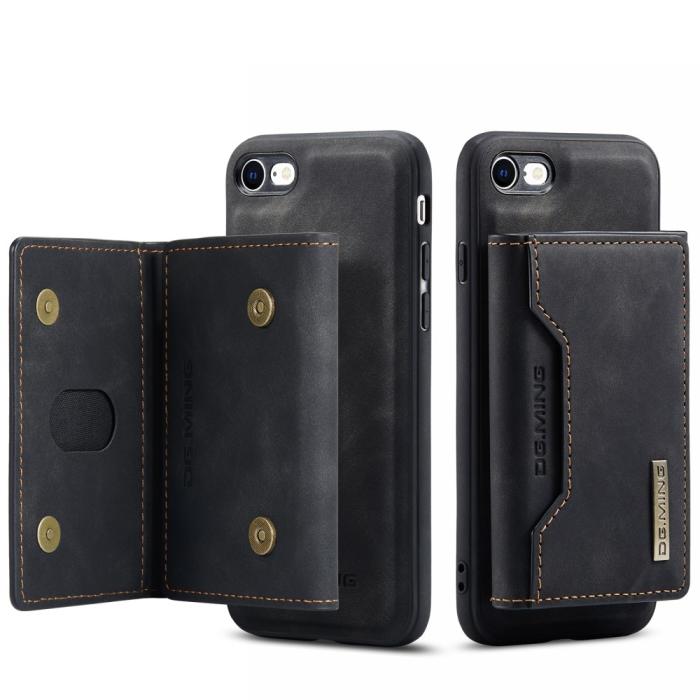 DG.MING - iPhone 7/8/SE 2020 Skal DG.MING Magnetic Tri-fold Wallet Med Kickstand - Svart