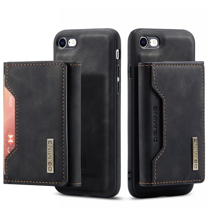 DG.MING - iPhone 7/8/SE 2020 Skal DG.MING Magnetic Tri-fold Wallet Med Kickstand - Svart