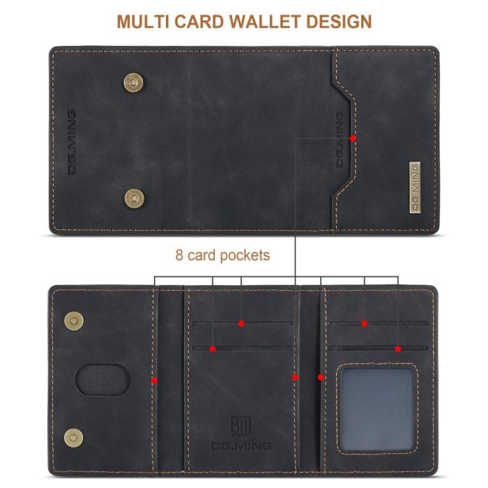 DG.MING - iPhone 7/8/SE 2020 Skal DG.MING Magnetic Tri-fold Wallet Med Kickstand - Svart