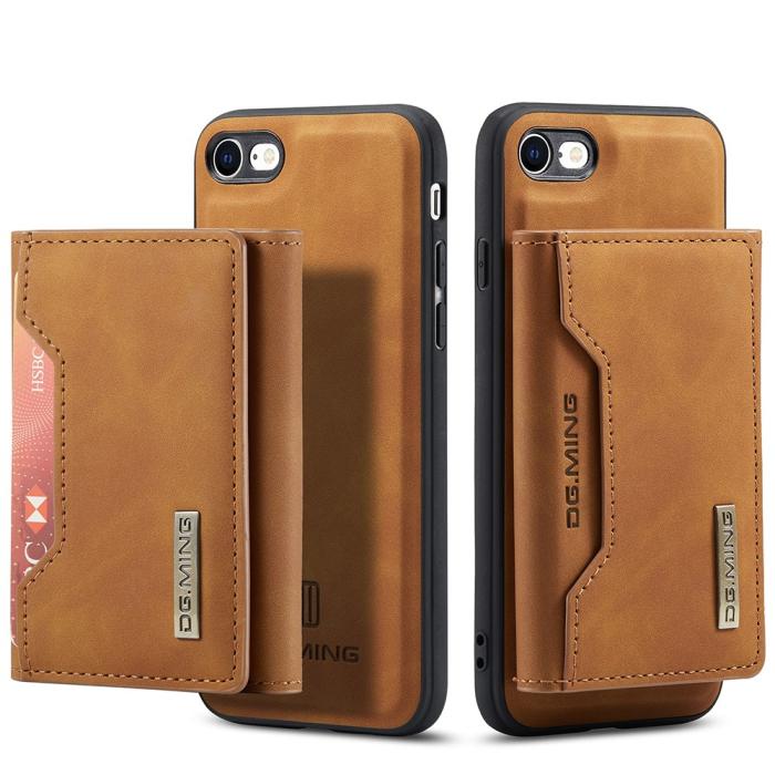 DG.MING - iPhone 7/8/SE 2020 Skal DG.MING Magnetic Tri-fold Wallet Med Kickstand - Brun