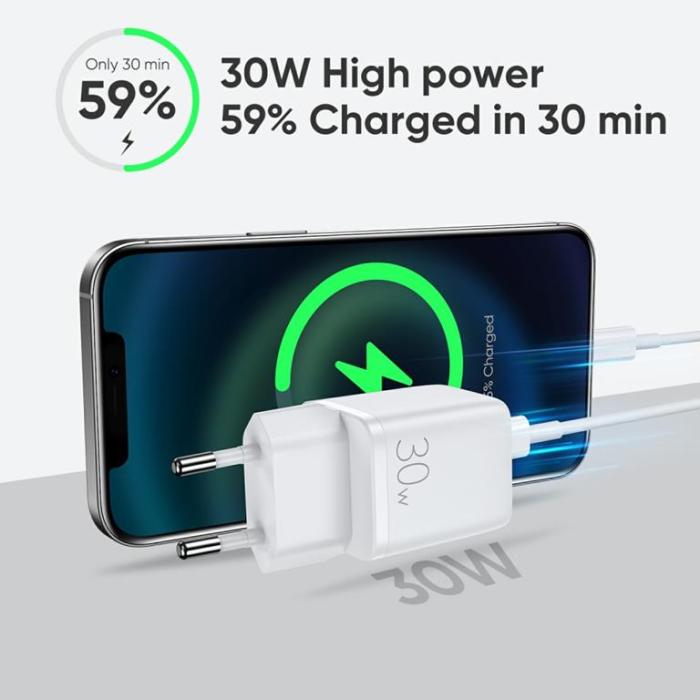 SiGN - SiGN Mini Snabbladdare USB & USB-C, PD & Q.C3.0, 3A, 30W - Vit