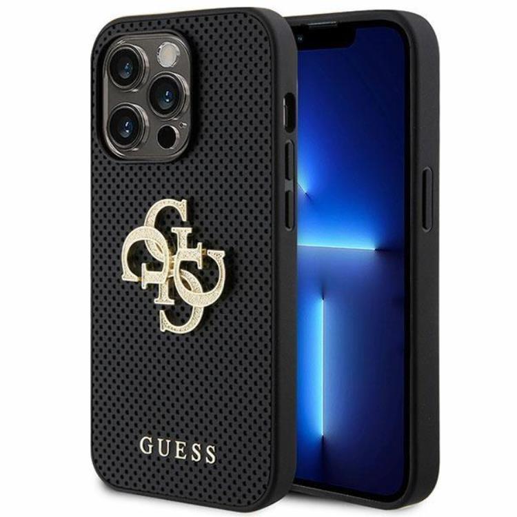 Guess iPhone 15 Pro Mobilskal Perforated Glitter Logo - Svart | 2353 | AlltMobil