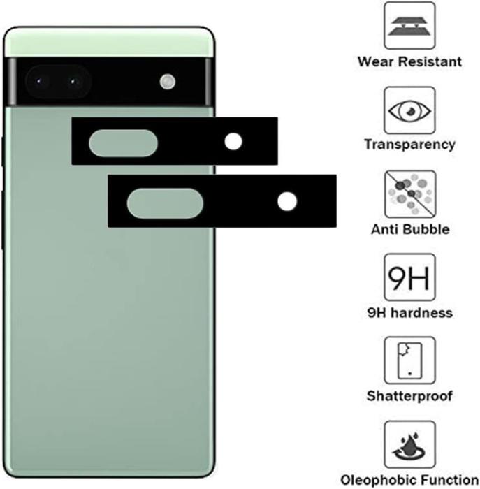 OEM - [2-PACK] Google Pixel 6a Härdat glas Kameralinsskydd - Svart