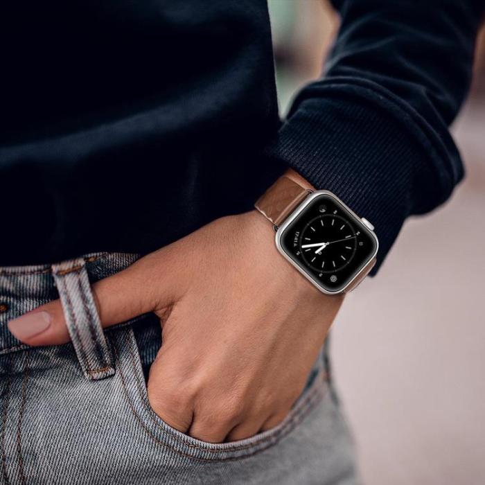 Dux Ducis - Dux Ducis Apple Watch 2/3/4/5/6/7/8/SE (41/40/38 mm) Armband Äkta Läder - Brun