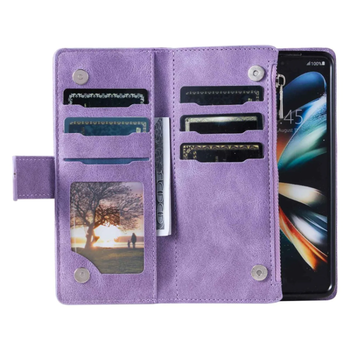 A-One Brand - Galaxy Z Fold 4 Plånboksfodral Rhombus Grid - Lila