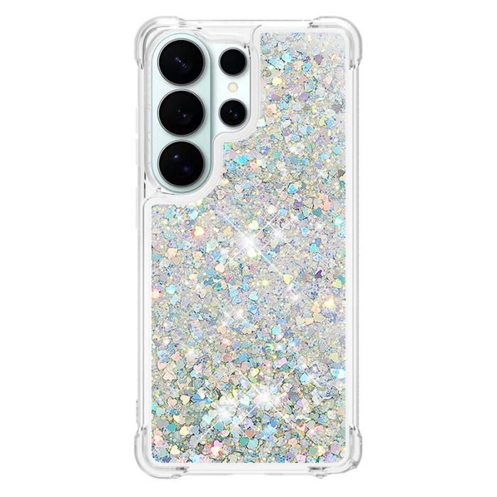 OEM - Mobilskal till Samsung Galaxy S26 Ultra TPU Glittrande Stötsäker Silver Hjärtan