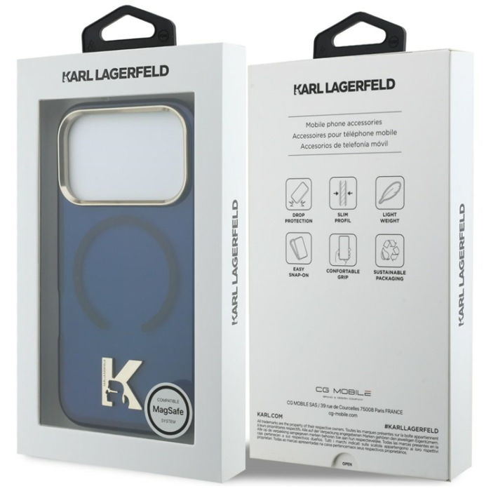 KARL LAGERFELD - Karl Lagerfeld iPhone 17 Pro Max Mobilskal Magsafe IML K Head Logo - Blå