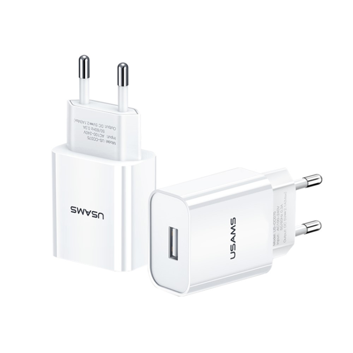 USAMS - USAMS Väggladdare USB-A US-CC075 T18 5V EU - Vit