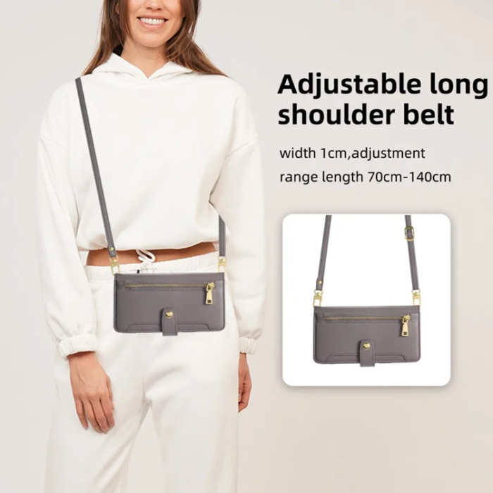 A-One Brand - Galaxy A53 5G Konstläder Plånboksfodral Crossbody Axelrem - Grå