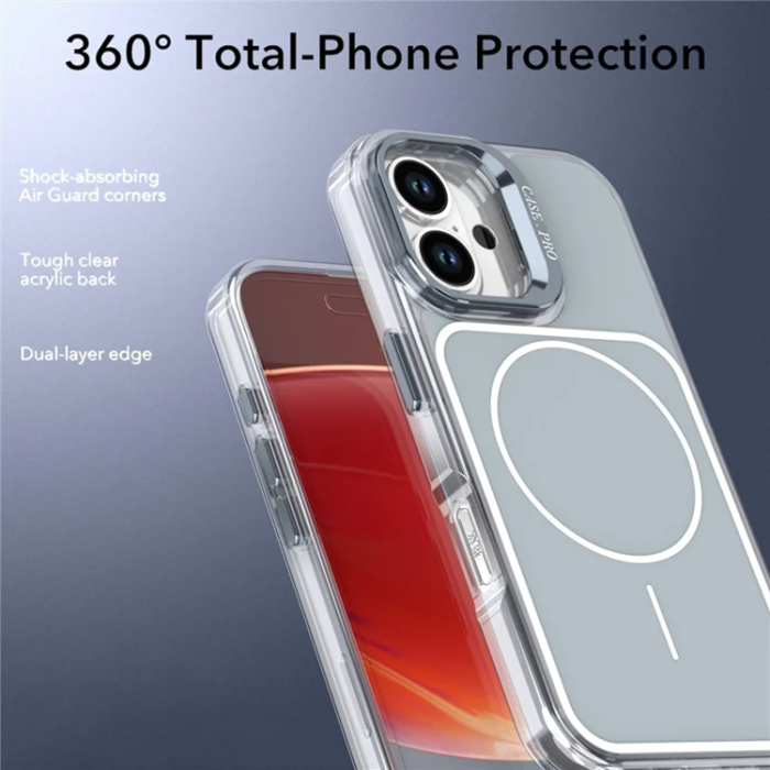 A-One Brand - iPhone 16 Mobilskal MagSafe Lens Kickstand med Handrem - Grå