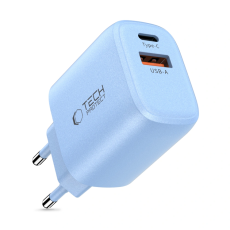 Tech-Protect - Tech-Protect Väggladdare Adapter USB-A/USB-C 20W - Baby Blå