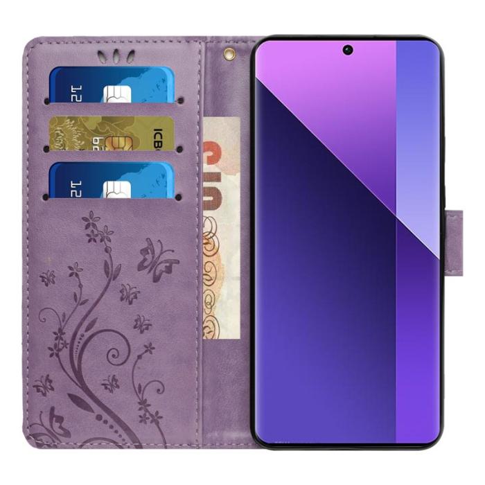 OEM - Samsung Galaxy A57 Plånboksfodral Konstläder Blomma Prägling - Lila