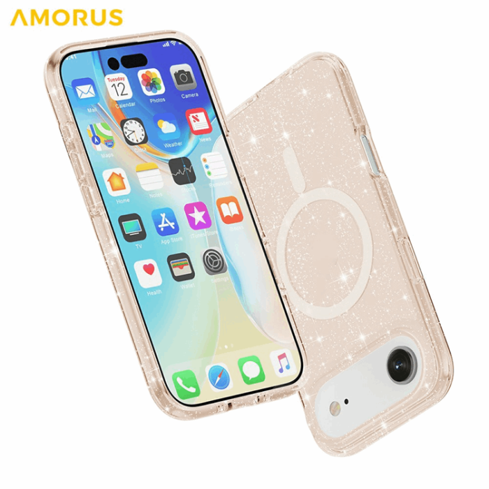 AMORUS - AMORUS Mobilskal till iPhone Air Magsafe Glitter Powder PC + TPU - Guld