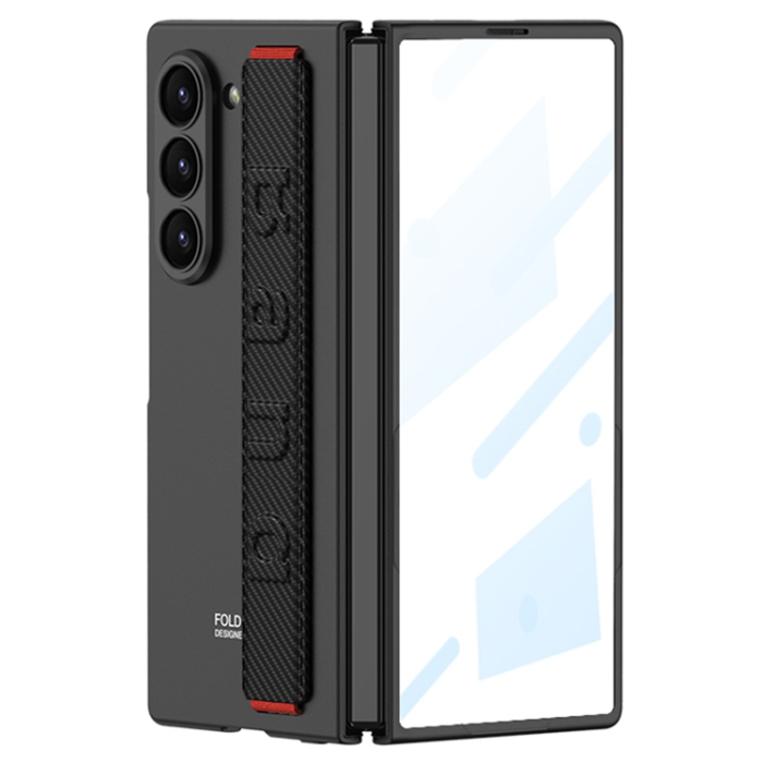 GKK - GKK Galaxy Z Fold 7 Mobilskal Handrem Med Fram Härdat Glas - Svart
