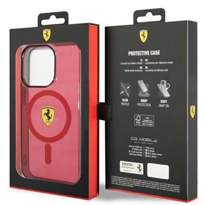 Ferrari - Ferrari iPhone 14 Pro Mobilskal Magsafe Translucent - Röd