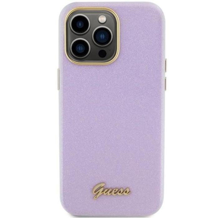 Guess - Guess iPhone 15 Pro Mobilskal Glitter Glossy Script - Lila