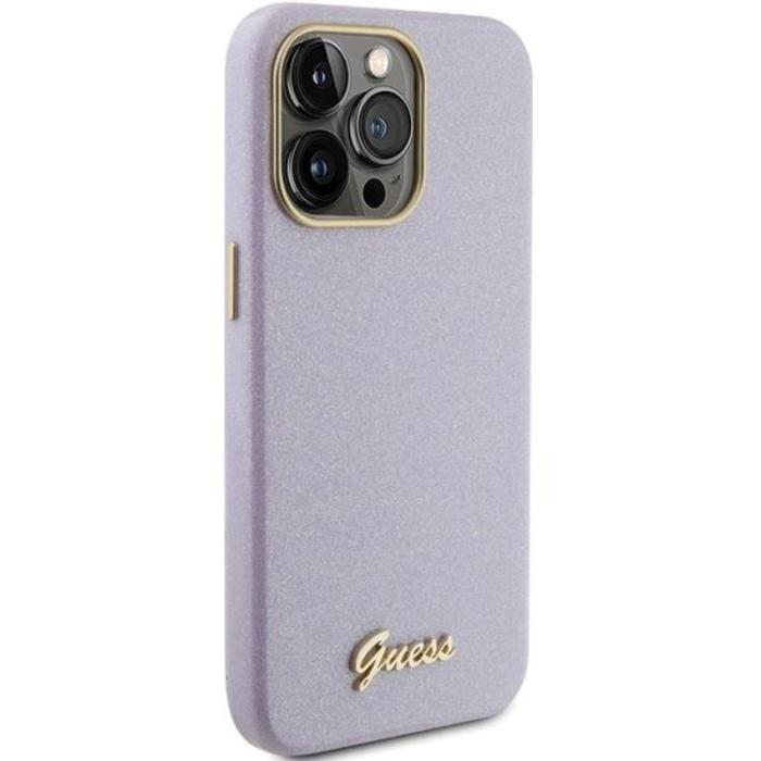 Guess - Guess iPhone 15 Pro Mobilskal Glitter Glossy Script - Lila