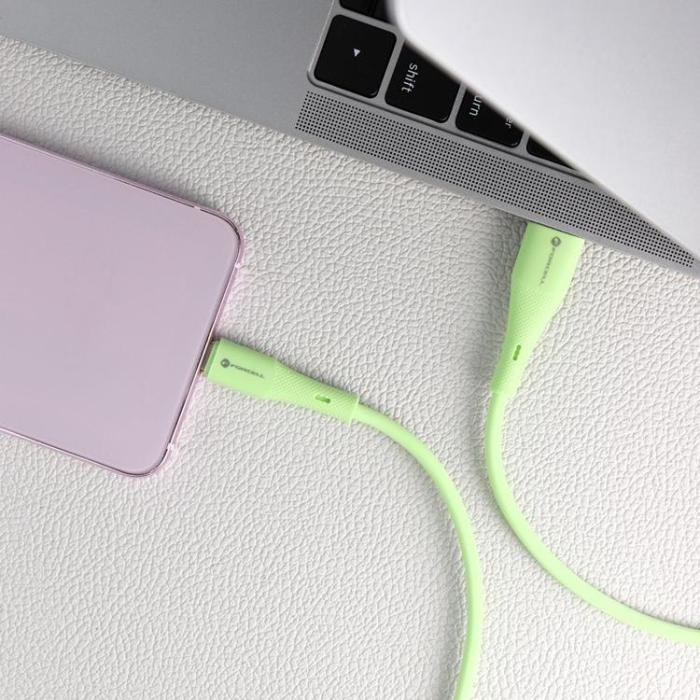 Forcell - FORCELL USB-A till USB-C 66W Kabel 3A 1m QC4.0 Silikon C342 - Grön