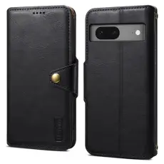 DENIOR - DENIOR Google Pixel 7 5G Pl&aring;nboksfodral Konstl&auml;der St&ouml;tabsorberande Svart