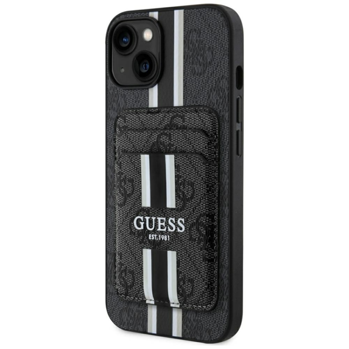 Guess - Guess iPhone 15 Mobilskal Magsafe Korthållare Stripes